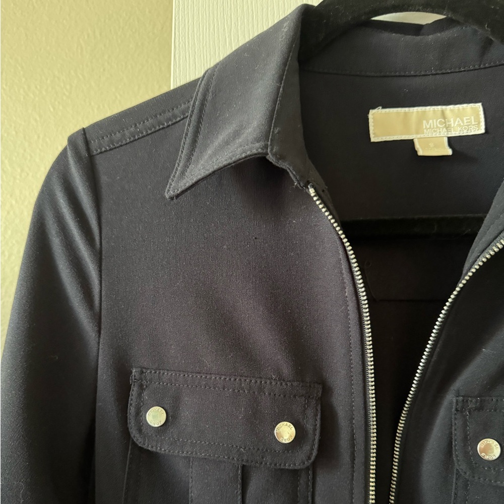 Michael Kors dress, S, Navy, 3/4 sleeves, Zip Front, belted, NWOT - Picture 4 of 10